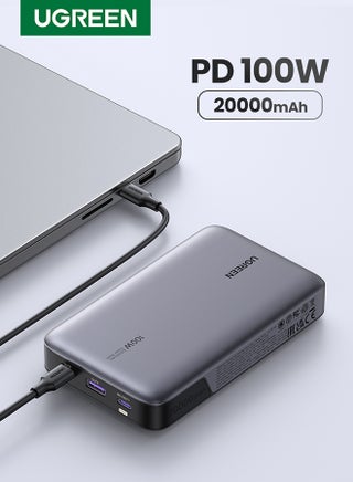 Power Bank 20000mAh, 100W Fast Charging Portable Charger, Laptop Charger Portable with 2 USB-C and 1 USB-A Port, Battery Pack for MacBook, Dell, iPhone 17-12 Series, Samsung S25U, iPad, AirPods