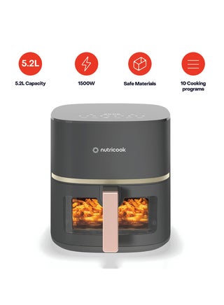 Air Fryer Essentials Vision, 5.2L Capacity, 1500W, 10 Presets, Clear Window with Light, Pro-Cyclone Technology, Healthy Frying, Digital Touchscreen, Sleek Design, 2-Year Warranty