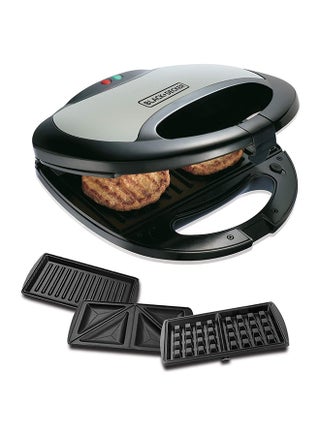 Sandwich Maker, 2-Slot Non-Stick, 3in1 Versatile Interchangeable Grill and Waffle Plates, Indicator Lights, Quick and Easy Meals, Compact Design,
