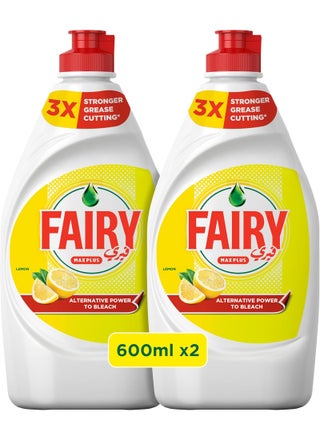 Plus Lemon Dishwashing Liquid Soap With Alternative Power To Bleach Pack of 2