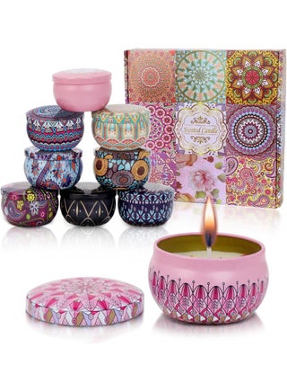 Scented Candles Gift Set – 9 Pack Natural Soy Wax Jar Candles (Assorted Colors) | Long-Lasting Aromatherapy Candles for Relaxation, Bath, Yoga, Sleep, Festival & Wedding Décor | Stress Relief Gifts for Women