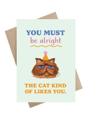 "Cat Likes You" Funny Greeting card
