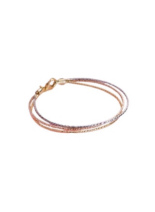 925 Hallmarked Multi-Strand Triple Tone Sterling Silver Bracelet