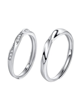 925 Hallmarked Silver Couple Ring Combo Adjustable