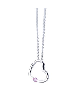 925 Hallmarked Silver Heart Pendant CZ Necklace