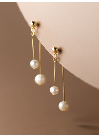 925 Hallmarked Silver | 14K Gold Plated | Fresh Water Pearl Drop Tassel Earring