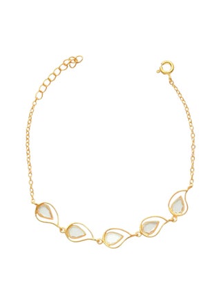 925 Hallmarked Silver | 14K Gold Plated | CZ Drop Bracelet